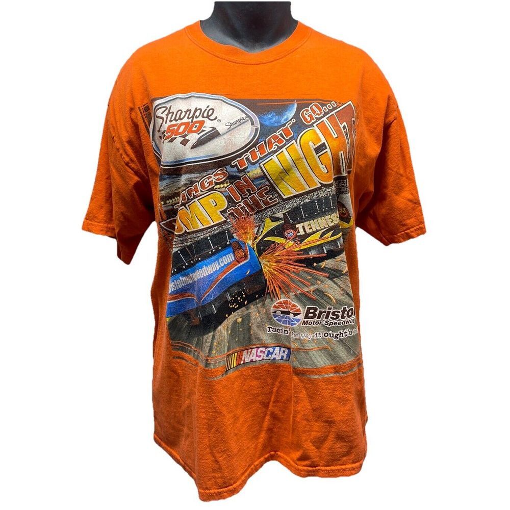 2005 NASCAR Sharpie 500 Racing T Shirt XL Double Sided‎ Graphics Bristol Orange